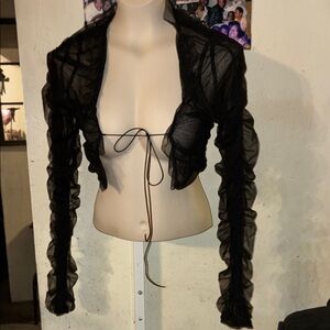 Elegant Black Sheer Women's Top